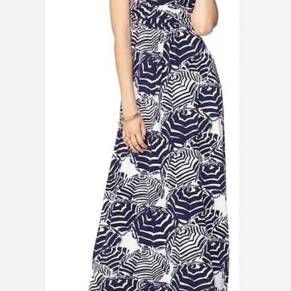 Lilly Pulitzer Sloan Oh Cabana Navy and White Zebra Print Maxi Dress Size M - Picture 14 of 14